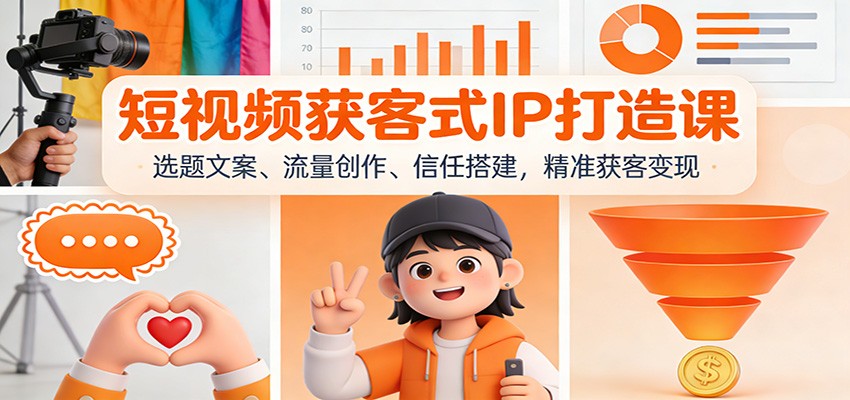 短视频获客式IP打造课：选题文案、流量创作、信任搭建，精准获客变现-佳佳云创网