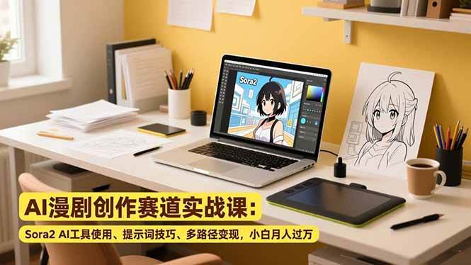 （16936期）AI漫剧创作赛道实战课：Sora2 AI工具使用、提示词技巧、多路径变现，小白月入过万-佳佳云创网