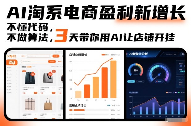 AI淘系电商盈利新增长，不懂代码，不做算法，3天带你用AI让店铺开挂-佳佳云创网