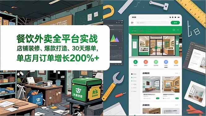 （16978期）餐饮外卖全平台实战，店铺装修、爆款打造、30天爆单，手把手教学，单店月订单增长200%+-佳佳云创网