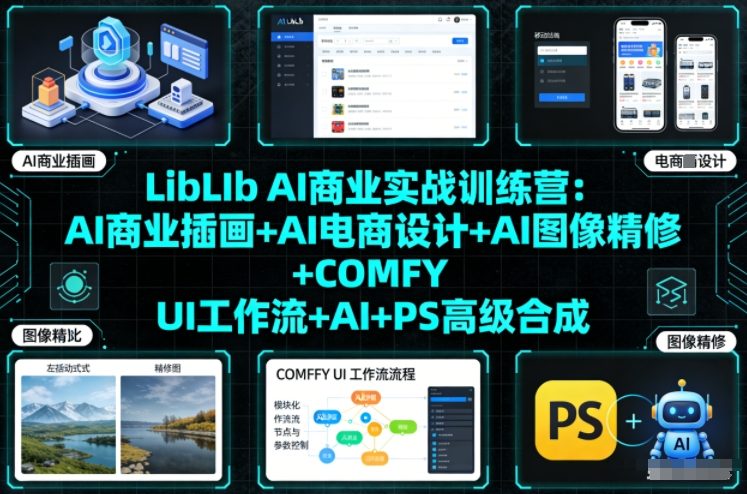 LibLIb AI商业实战训练营：AI商业插画+AI电商设计+AI图像精修+COMFY UI工作流+AI+PS高级合成-佳佳云创网