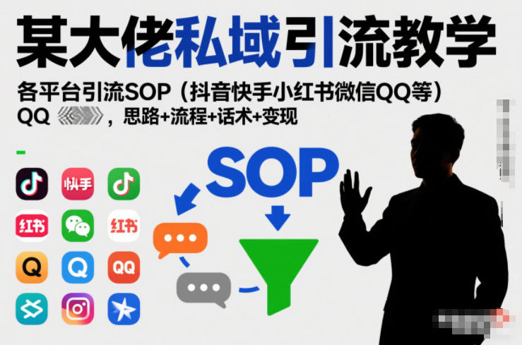 某大佬私域引流教学，各平台引流SOP（抖音快手小红书微信QQ等），思路+流程+话术+变现-佳佳云创网