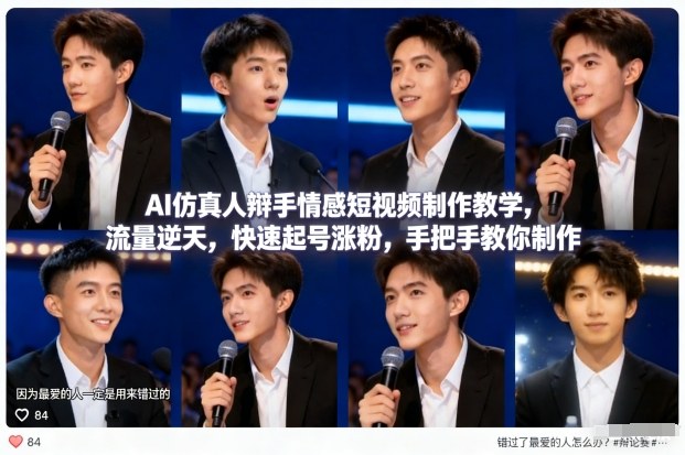 AI仿真人辩手情感短视频制作教学，流量逆天，快速起号涨粉，手把手教你制作-佳佳云创网