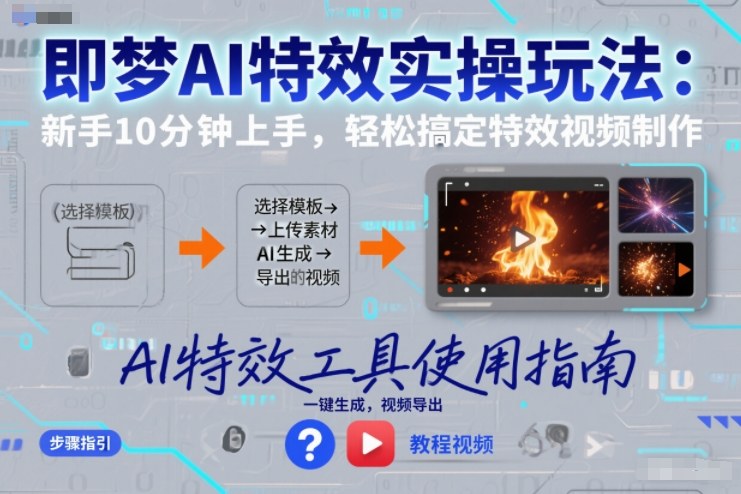即梦AI特效实操玩法：新手10分钟上手，轻松搞定特效视频制作-佳佳云创网