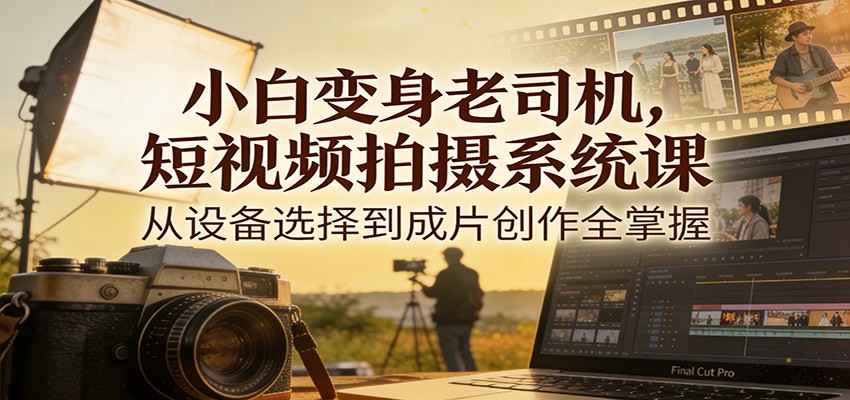 小白变身老司机，短视频拍摄系统课，从设备选择到成片创作全掌握-佳佳云创网