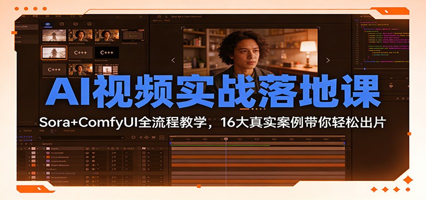 AI视频实战落地课：Sora+ComfyUI全流程教学，16大真实案例带你轻松出片-佳佳云创网