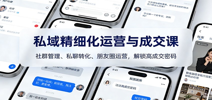 私域精细化运营与成交课：社群管理、私聊转化、朋友圈运营，解锁高成交密码-佳佳云创网