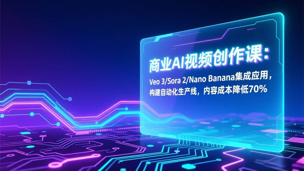 （17070期）商业AI视频创作课：Veo 3/Sora 2/Nano Banana集成应用，构建自动化生产线，内容成本降低70%-佳佳云创网