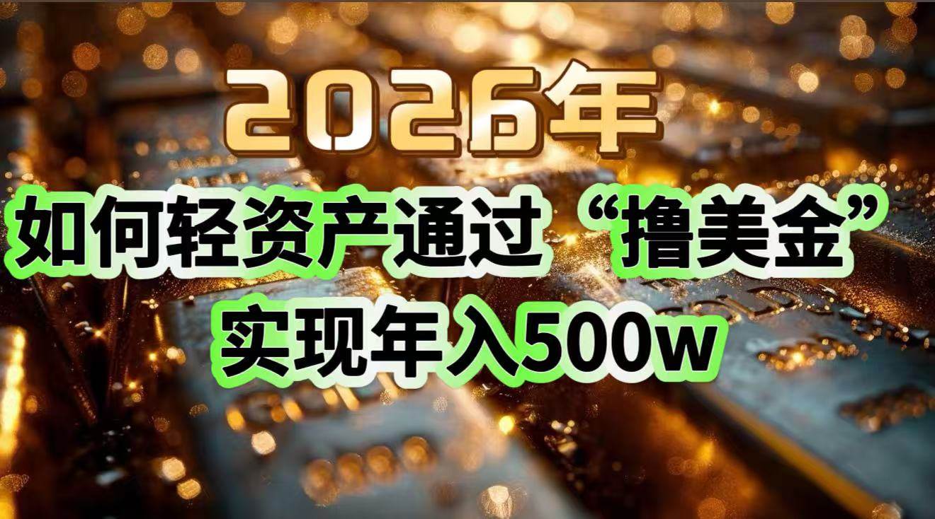 （17033期）2026年如何轻资产通过“撸美金”实现年入500w-佳佳云创网