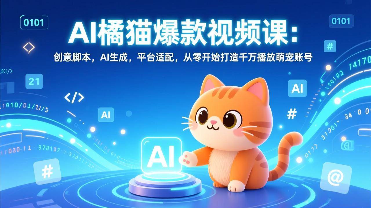 （17091期）AI橘猫爆款视频课：创意脚本，AI生成，平台适配，从零开始打造千万播放萌宠账号-佳佳云创网