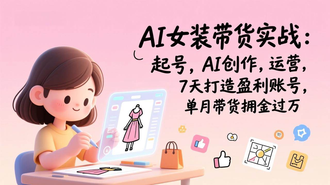 （17088期）AI女装带货实战：起号，AI创作，运营，7天打造盈利账号，单月带货佣金过万-佳佳云创网