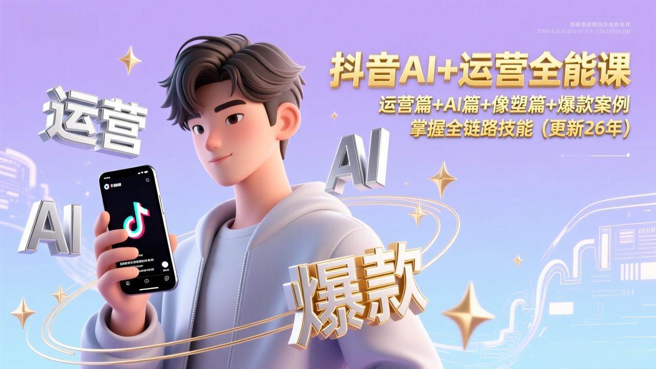 （17078期）抖音AI+运营全能课，运营篇+AI篇+像塑篇+爆款案例，掌握全链路技能（更新26年）-佳佳云创网