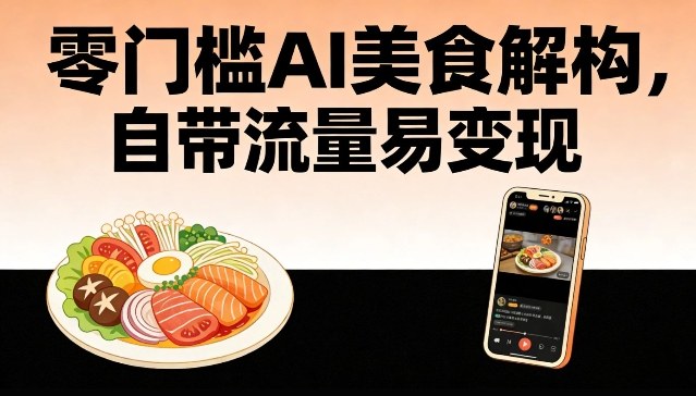 零门槛AI美食解构，自带流量易变现-佳佳云创网