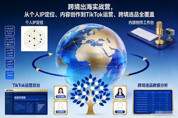 跨境出海实战营，从个人IP定位、内容创作到TikTok运营、跨境选品全覆盖-佳佳云创网