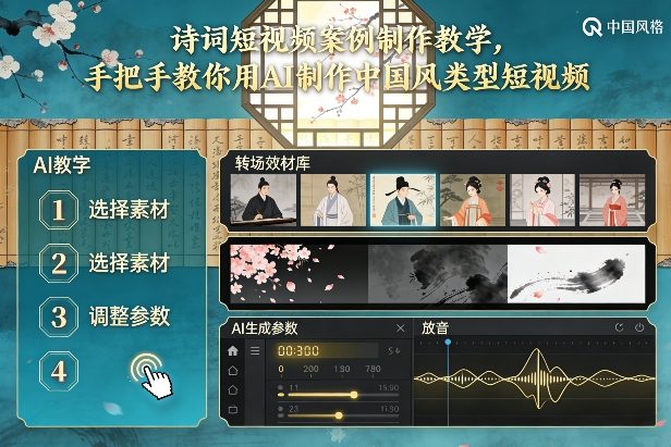 古诗词短视频案例制作教学，手把手教你用AI制作中国风类型短视频-佳佳云创网