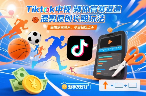 Tiktok中视频体育赛道混剪原创长期玩法，靠播放量賺米，小白轻松上手-佳佳云创网