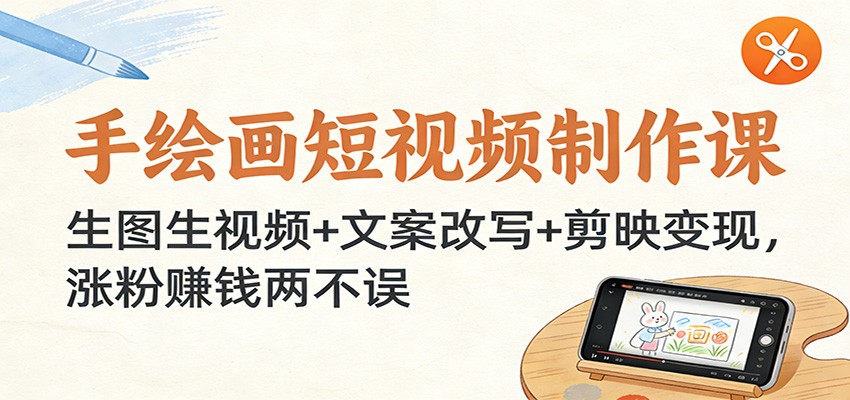 手绘画短视频制作课：生图生视频+文案改写+剪映变现，涨粉赚钱两不误-佳佳云创网