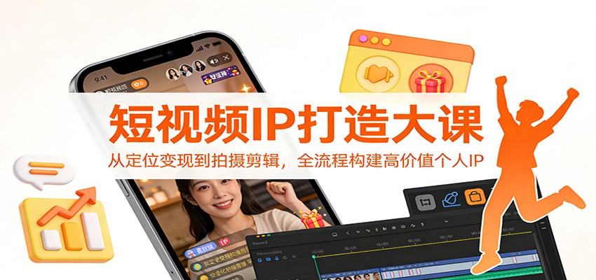 短视频IP打造大课：从定位变现到拍摄剪辑，全流程构建高价值个人IP-佳佳云创网