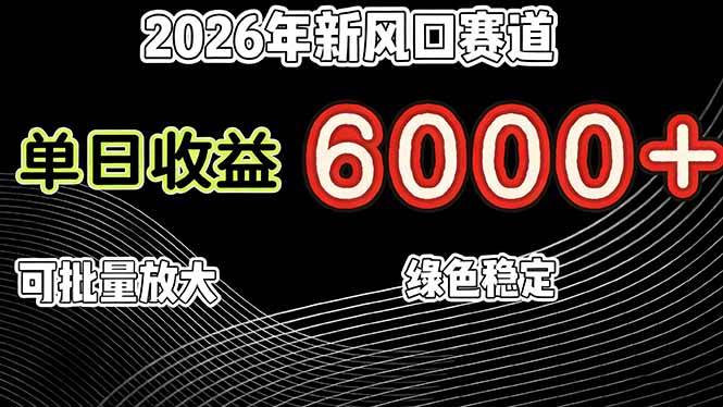 （17135期）2026年新风口赛道，当日6000+以上，可批量放大，月收入20万+，长期绿色稳定的项目-佳佳云创网
