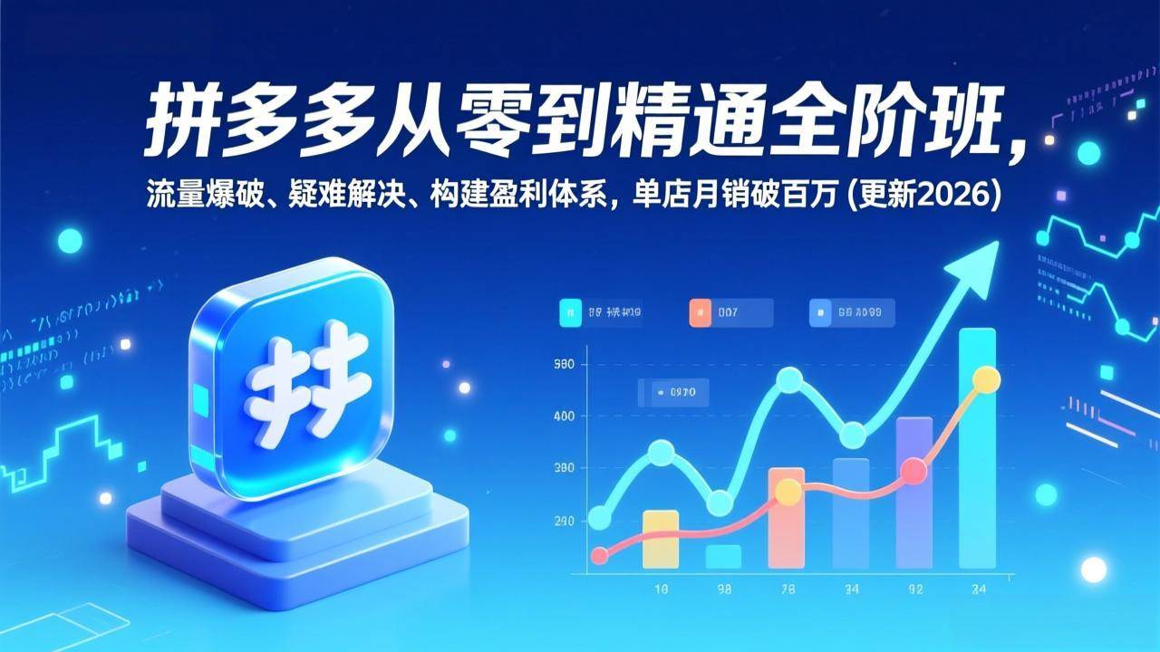 （17148期）拼多多从零到精通全阶班，流量爆破、疑难解决，构建盈利体系，单店月销破百万(更新2026)-佳佳云创网