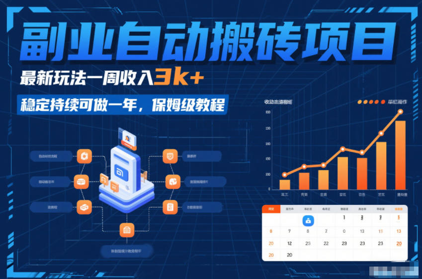副业自动搬砖项目，最新玩法一周收入3k+，稳定持续可做一年，保姆级教程【揭秘】-佳佳云创网
