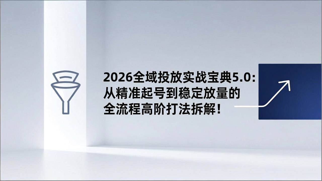 （17156期）2026全域投放实战宝典5.0：从精准起号到稳定放量的全流程高阶打法拆解！-佳佳云创网