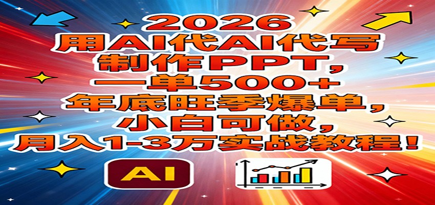 2026用AI代写制作PPT，一单500+，年底旺季爆单，小白可做，月入1-3万实战教程-佳佳云创网