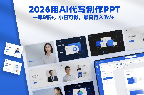 2026用AI代写制作PPT，一单8张+，小白可做，最高月入1W+-佳佳云创网