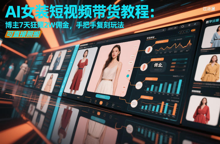 AI女装短视频带货教程：博主7天狂賺2W佣金，手把手复刻玩法，可直接照搬-佳佳云创网