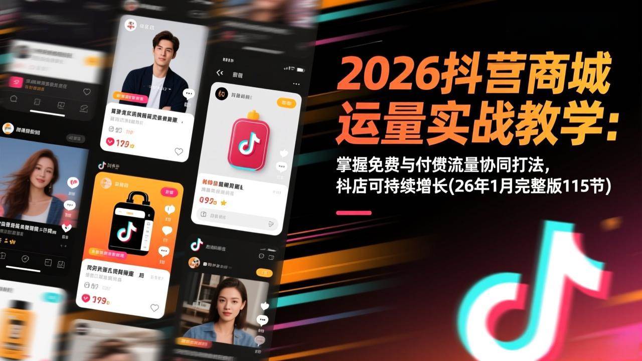 （17165期）2026抖音商城运营实战教学：掌握免费与付费流量协同打法，抖店可持续增长(26年1月完整版115节)-佳佳云创网