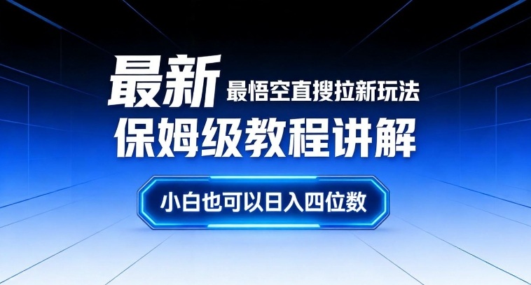 最新最悟空直搜拉新玩法保姆级教程讲解，小白也可以日入四位数-佳佳云创网