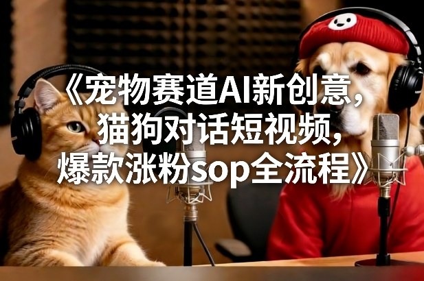 宠物赛道AI新创意，猫狗对话短视频，爆款涨粉sop全流程-佳佳云创网
