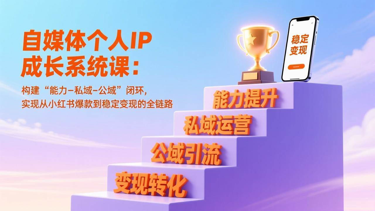 （17192期）自媒体个人IP成长系统课：构建“能力-私域-公域”闭环，实现从小红书爆款到稳定变现的全链路-佳佳云创网