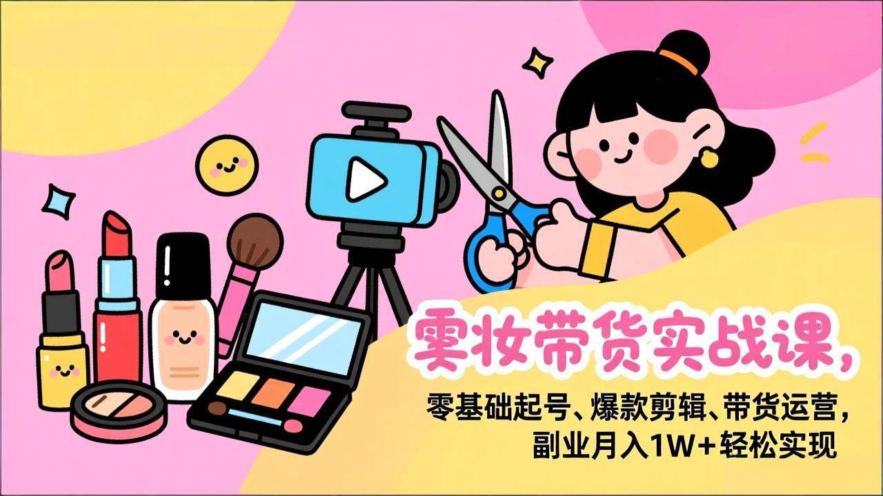 （17189期）美妆带货实战课，零基础起号、爆款剪辑、带货运营，副业月入1W+轻松实现-佳佳云创网