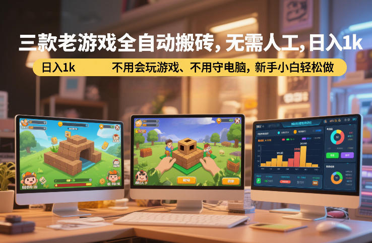 三款老游戏全自动搬砖，无需人工，日入1k，不用会玩游戏、不用守电脑，新手小白轻松做【揭秘】-佳佳云创网