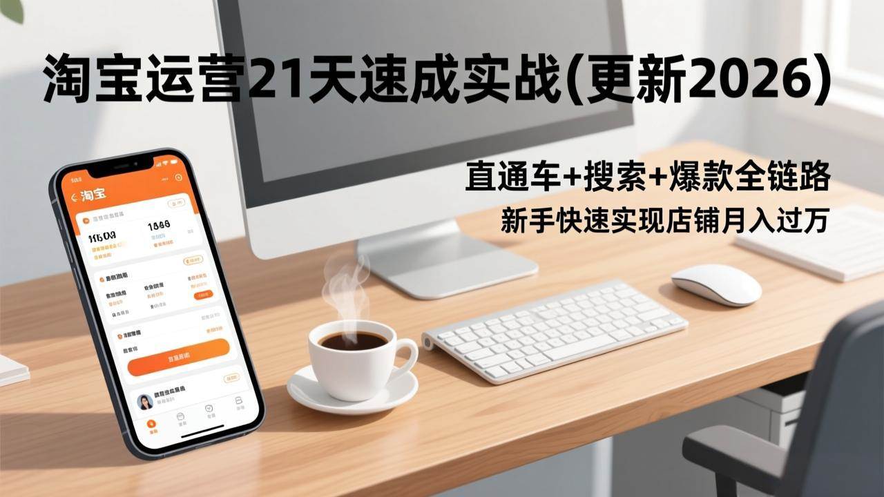（17201期）淘宝运营21天速成实战(更新2026)，直通车+搜索+爆款全链路，新手快速实现店铺月入过万-佳佳云创网