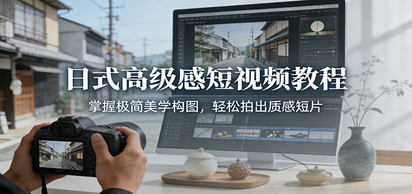 日式高级感短视频教程：掌握极简美学构图，轻松拍出质感短片-佳佳云创网