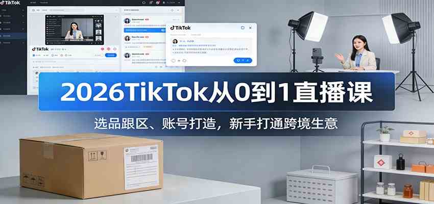 2026TikTok从0到1直播课：选品跟区、账号打造，新手打通跨境生意-佳佳云创网