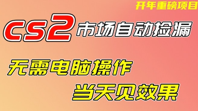 CS2市场自动捡漏项目，无需电脑操作，无需进入游戏，当天见效果，支持任何形式验证【揭秘】-佳佳云创网