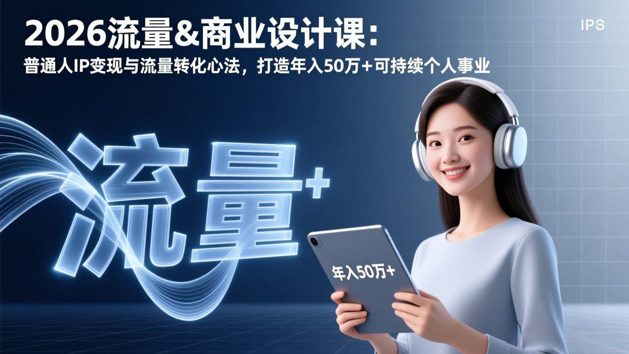 （17246期）2026流量&商业设计课：普通人IP变现与流量转化心法，打造年入50万+可持续个人事业-佳佳云创网