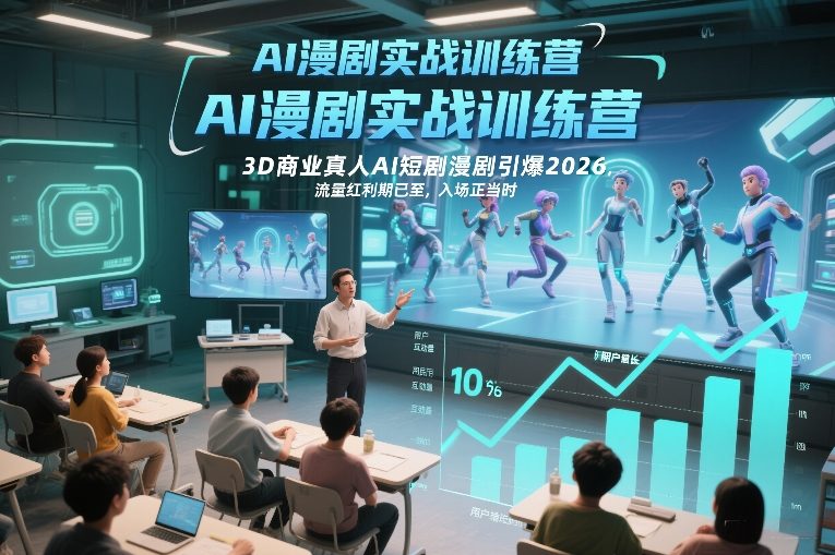 AI漫剧实战训练营，3D商业真人AI短剧漫剧引爆2026，流量红利期已至，入场正当时-佳佳云创网