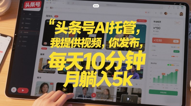 头条号AI托管，我提供视频，你发布，每天10分钟，月躺入5k+【揭秘】-佳佳云创网