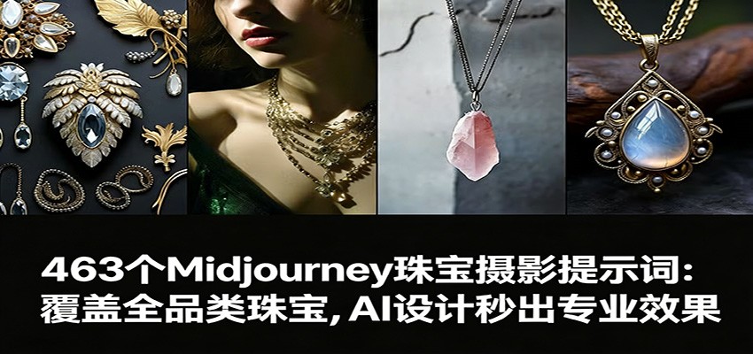 463个Midjourney珠宝摄影提示词：覆盖全品类珠宝，AI设计秒出专业效果-佳佳云创网