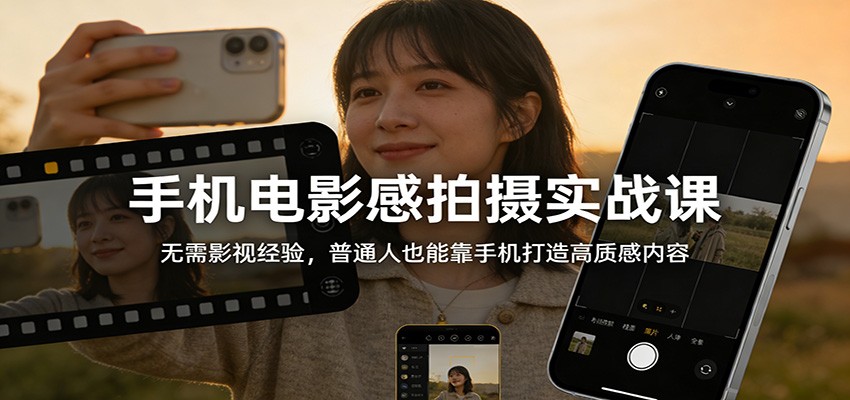 手机电影感拍摄实战课：无需影视经验，普通人也能靠手机打造高质感内容-佳佳云创网