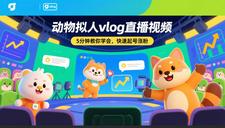 动物拟人vlog直播视频，5分钟教你学会，快速起号涨粉-佳佳云创网