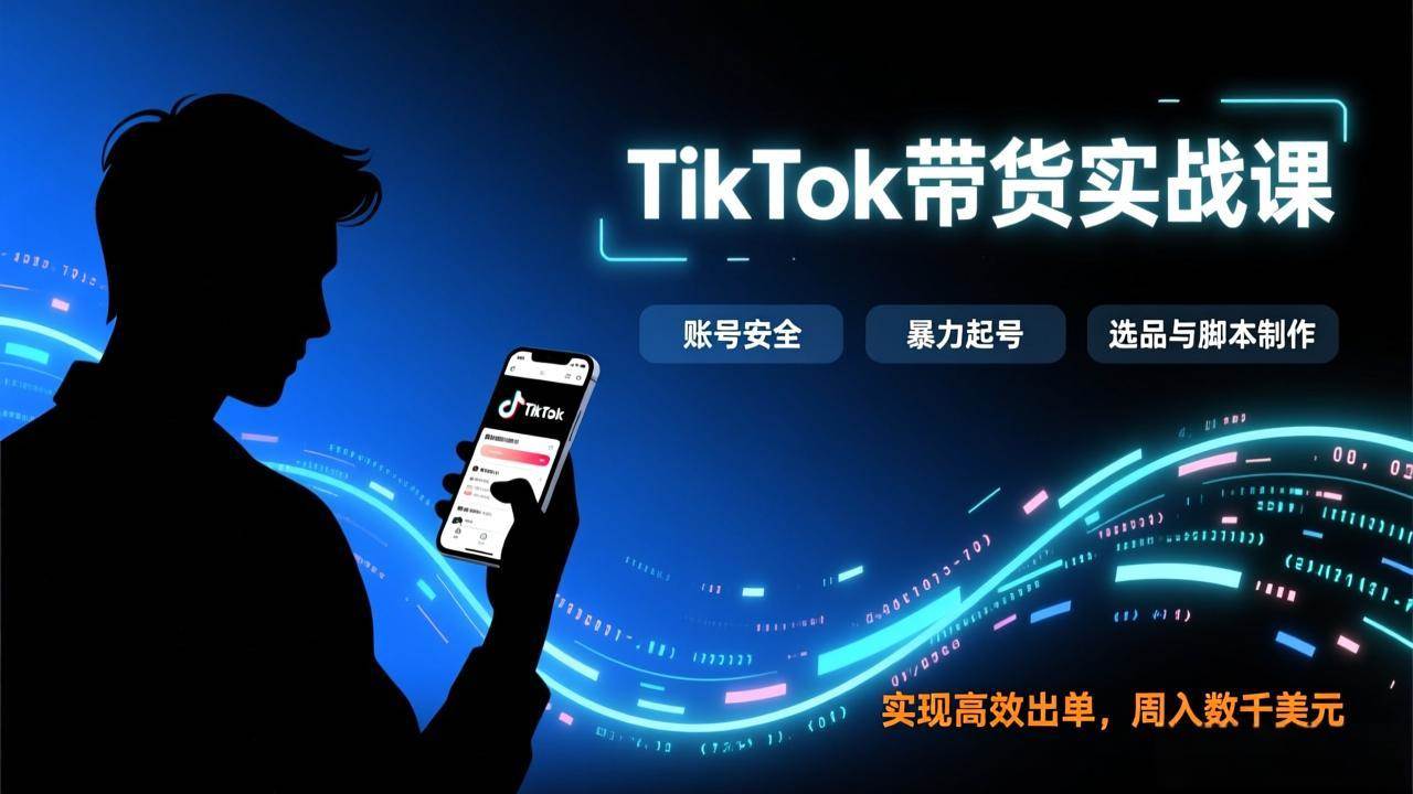 （17278期）TikTok带货实战课，涵盖账号安全、暴力起号、选品与脚本制作，实现高效出单，周入数千美元-佳佳云创网