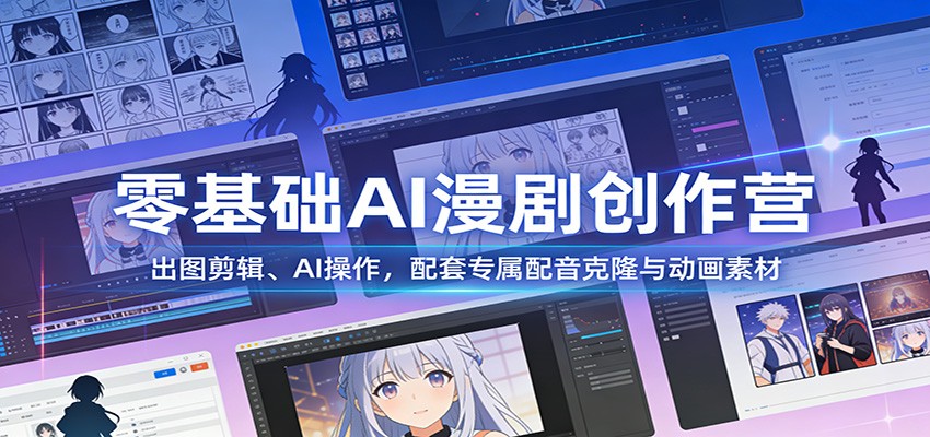零基础AI漫剧创作营：出图剪辑、AI操作，配套专属配音克隆与动画素材-佳佳云创网