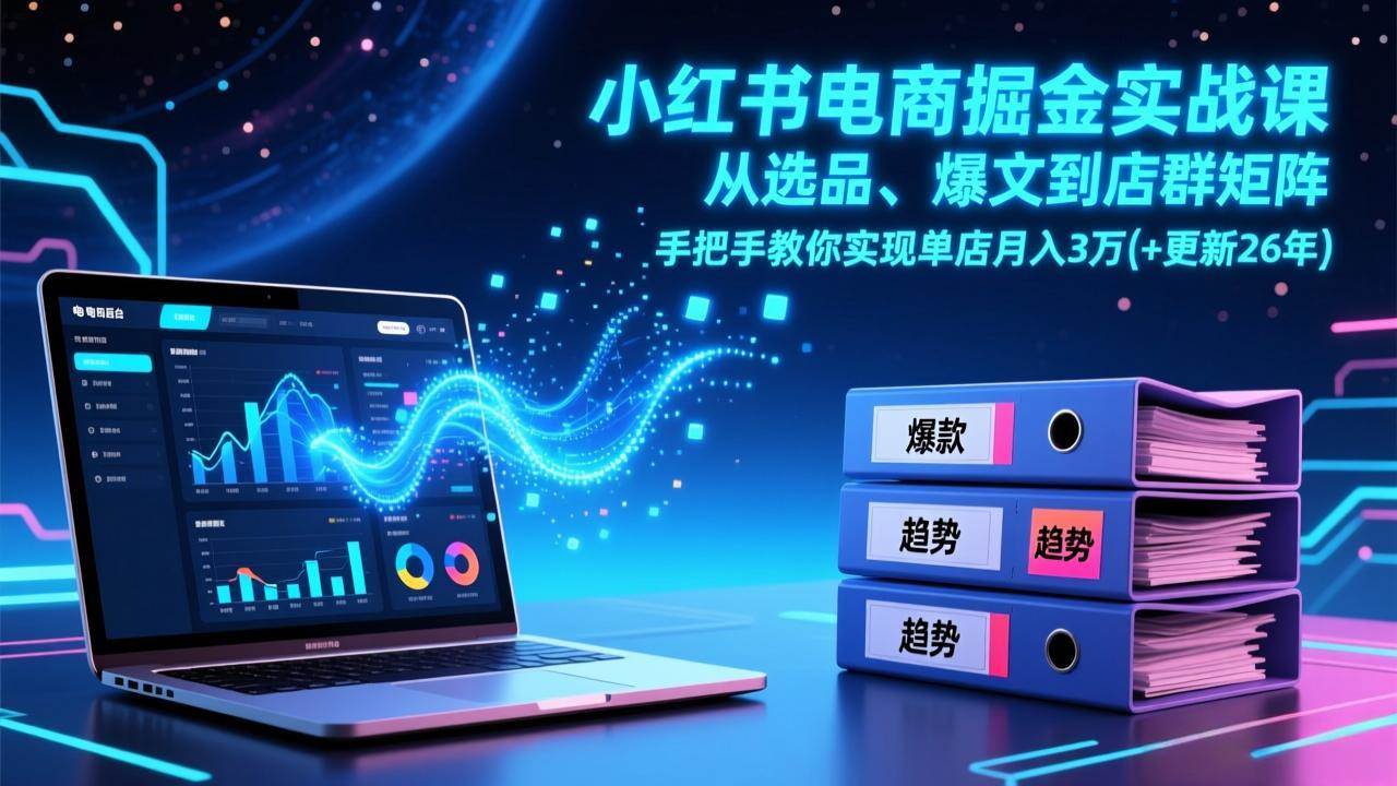 （17290期）小红书电商掘金实战课，从选品、爆文到店群矩阵，手把手教你实现单店月入3万+(更新26年)-佳佳云创网