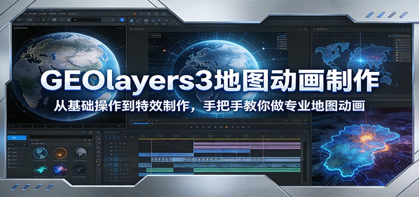 GEOlayers3地图动画制作：从基础操作到特效制作，手把手教你做专业地图动画-佳佳云创网