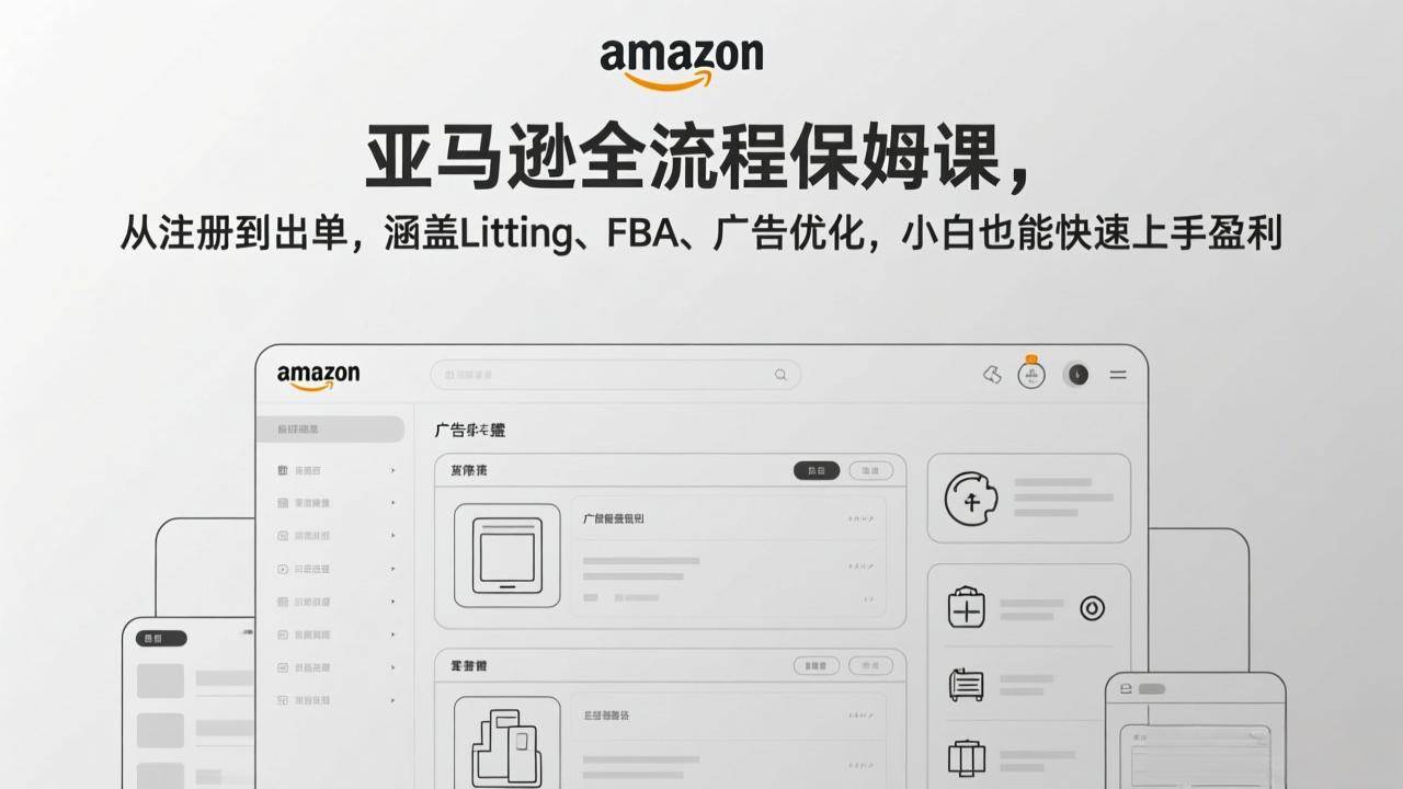 （17293期）亚马逊全流程保姆课，从注册到出单，涵盖Listing、FBA、广告优化，小白也能快速上手盈利-佳佳云创网
